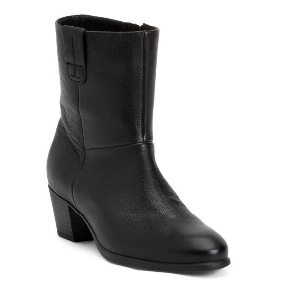 MUNRO Black Leather Tyler Heeled Comfort Boots